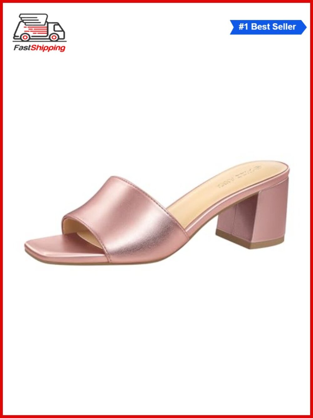 ✨ Women's Square Open Toe Low Block Heel Sandals Slip On Mules Comfortable